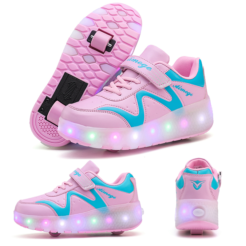 Street Fashion Boy - รองเท้าสเก็ตล้อเรืองแสงแฟชั่น รองเท้าสเก็ตไฟ LED ดีไซน์เรียบง่าย ทันสมัย รองเท้าสเก็ตในร่ม