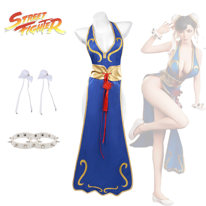 Street Fashion Anime - ชุดคอสเพลย์ชุนลี่จากเกมสตรีทไฟท์เตอร์, ชุดกี่เพ้าเซ็กซี่, ชุดการแสดงเชิดสิงโต, ชุดคอสเพลย์อนิเมะสำหรับฮาโลวีน