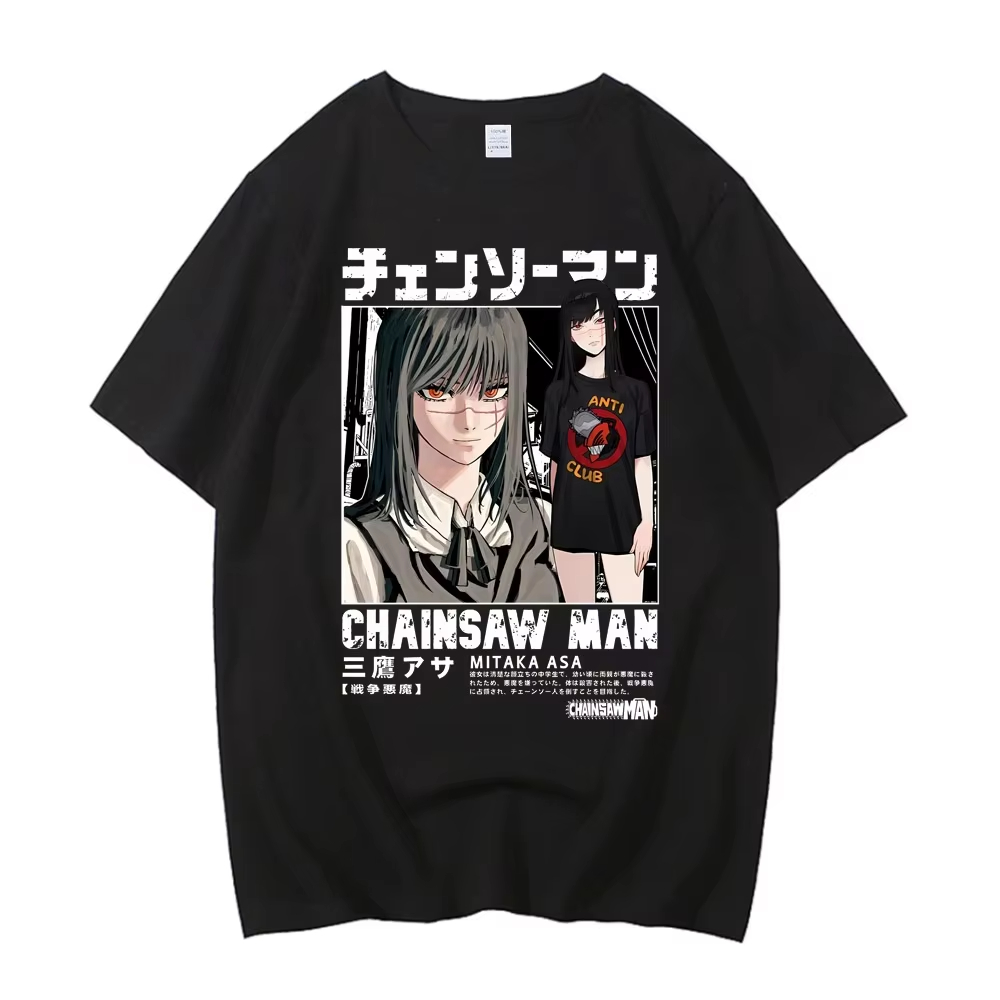 Street Fashion Anime - 2026 ใหม่เชนซอว์แมน อาซา ที อนิเมะคุณภาพสูงผ้าฝ้ายแขนสั้นเสื้อยืดผู้ชายผู้หญิงฤดูร้อนสบายๆสตรีทแวร์ Y2k