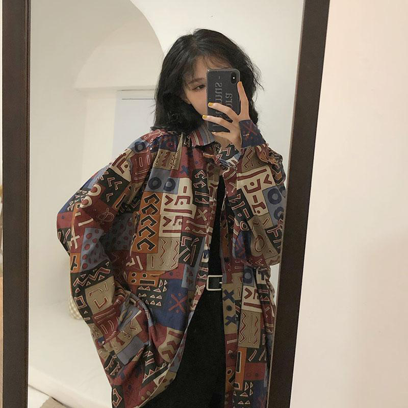Street Fashion In Korea - Vintage Harajukuผู้หญิงเสื้อStreetwearขนาดใหญ่เกาหลีElegantเสื้อแขนยาวหญิงY2K Casualเปิดลงปกเสื้อ
