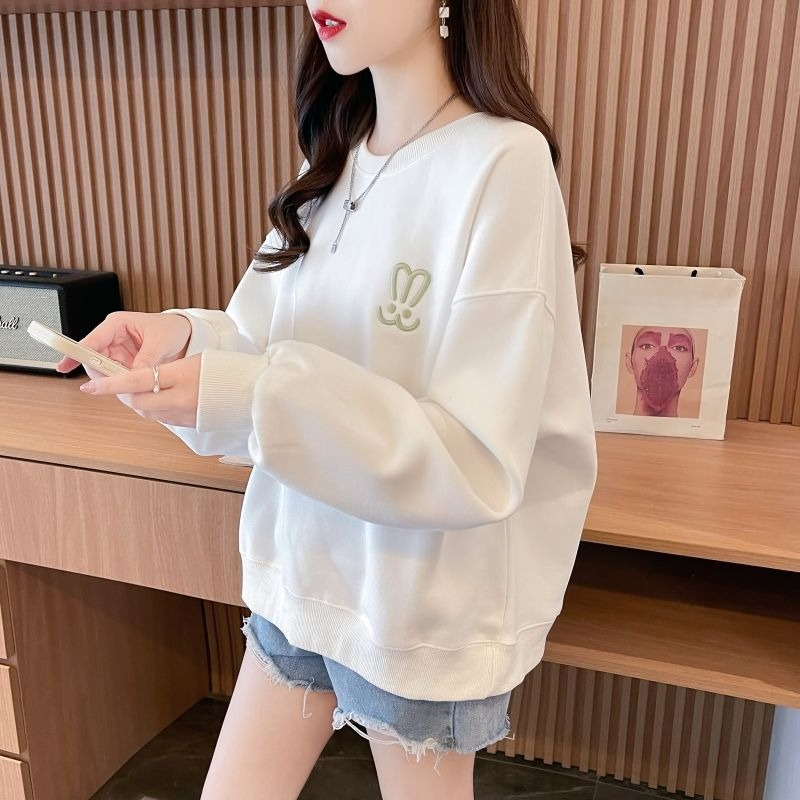 Oversized Crewneck Fleece - เสื้อสเวตเชิ้ตคอกลมทรงหลวมน้ำหนักเบาสำหรับผู้หญิง สไตล์ลำลองทันสมัยสำหรับฤดูใบไม้ผลิและฤดูใบไม้ร่วง