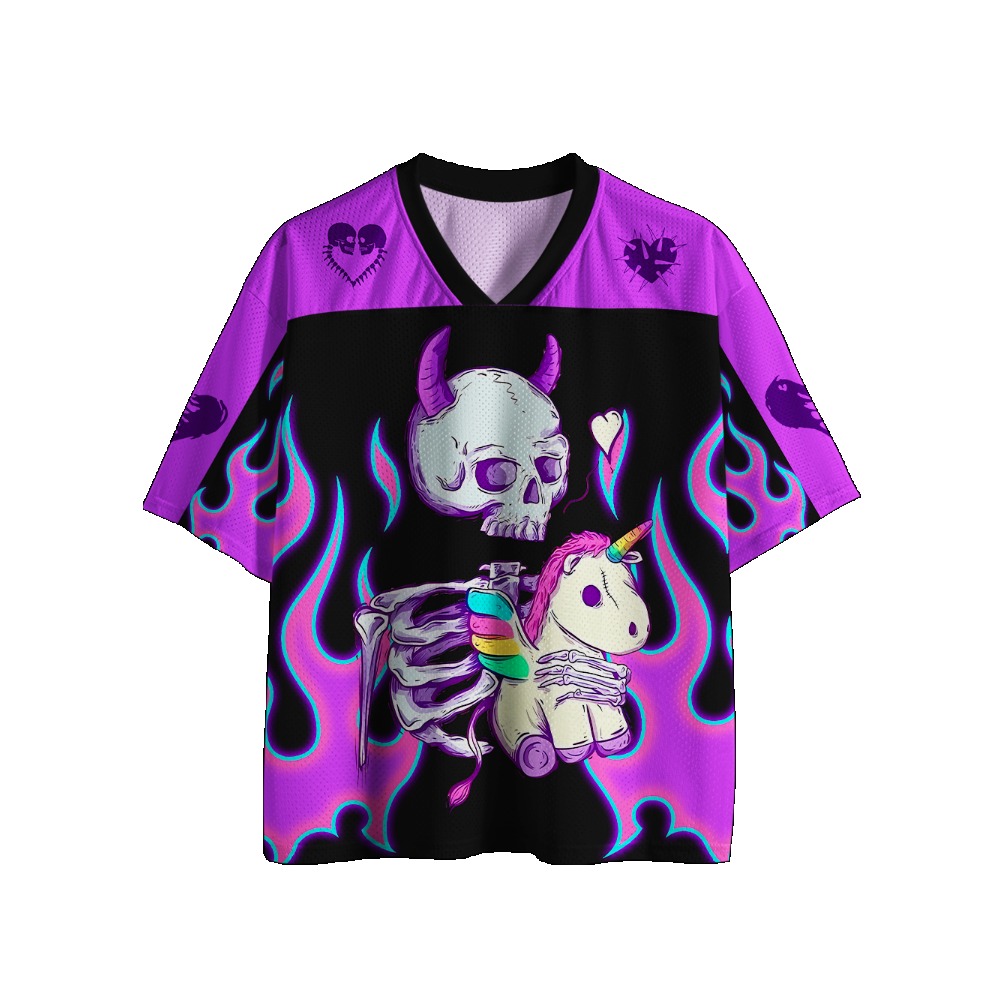 Street Fashion Harajuku - เสื้อฟุตบอลสไตล์กอธิค พิมพ์ลายวินเทจ คอวี แขนสั้น ทรงครอป Y2K