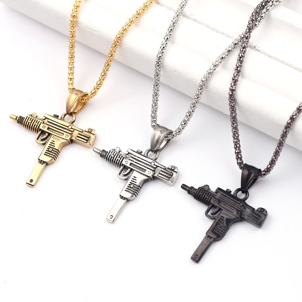 จี้สร้อยคอรูปปืนอูซี่สไตล์พังก - Street Fashion Necklace บทวิจารณ์และราคา