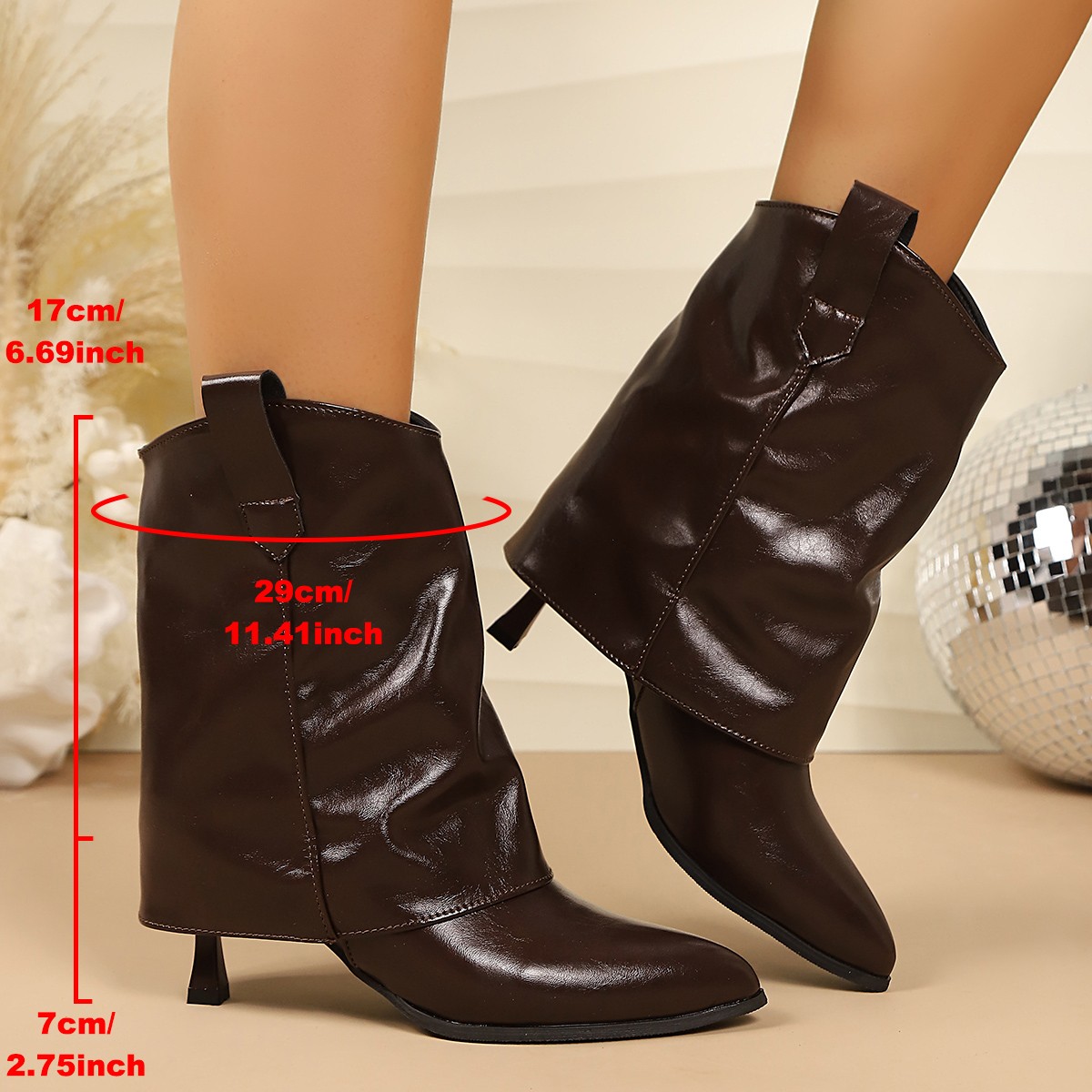 รองเท้าบูทสั้นส้นเข็มทรงวินเทจ - French Street Fashion บทวิจารณ์และราคา