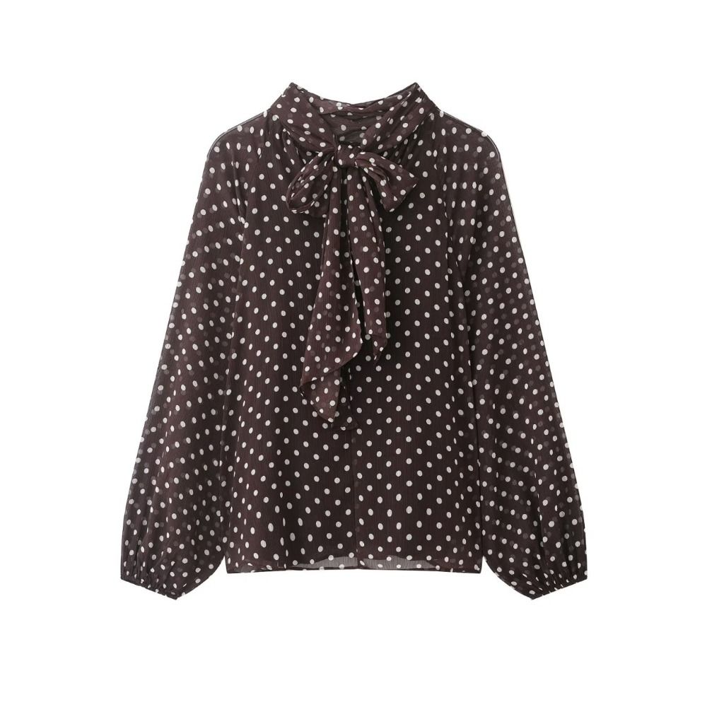 เสื้อแขนยาวพิมพ์ลายจุด เสื้อเช - Street Fashion Necklace บทวิจารณ์และราคา