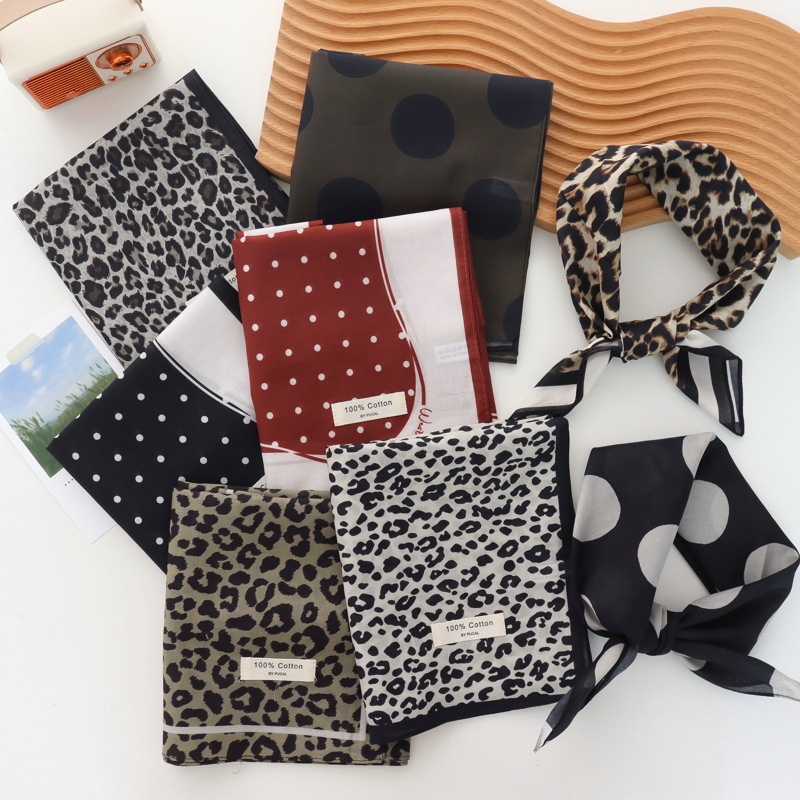 ผ้าพันคอผ้าฝ้ายแท้ลายจุดสีแดงด - French Street Fashion บทวิจารณ์และราคา