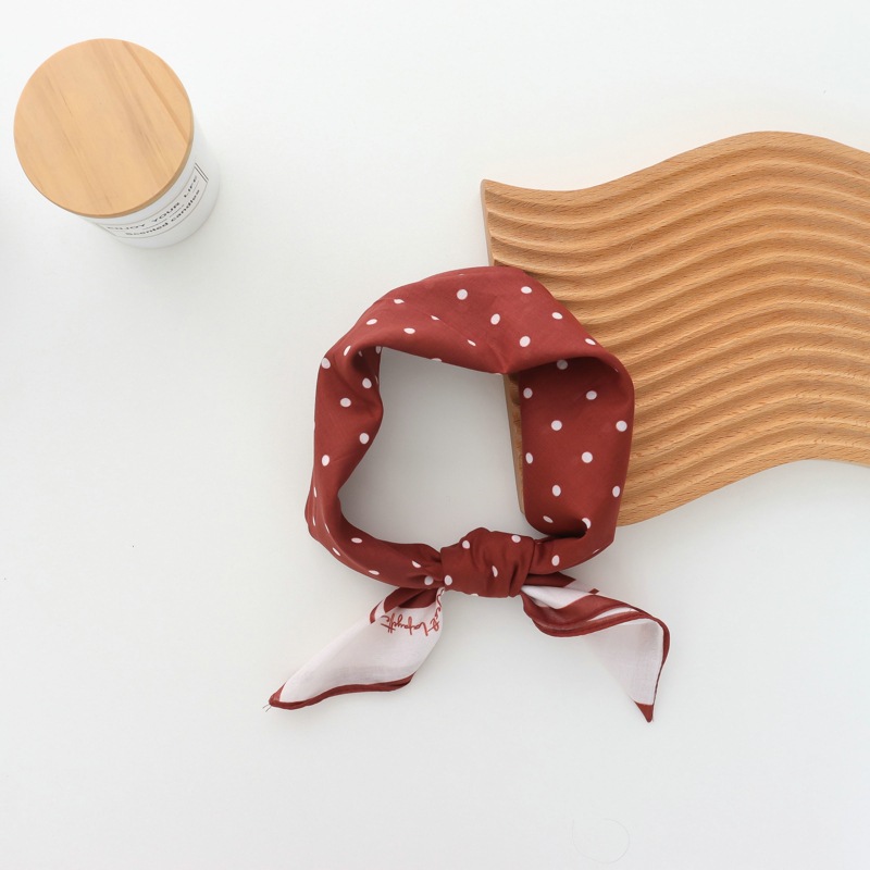 ผ้าพันคอผ้าฝ้ายแท้ลายจุดสีแดงด - French Street Fashion บทวิจารณ์และราคา