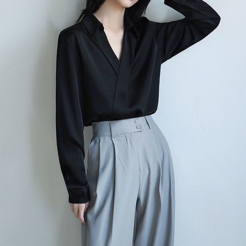 Gidyq เสื้อชีฟองสีดำสำหรับผู้ห - Street Fashion In Korea บทวิจารณ์และราคา