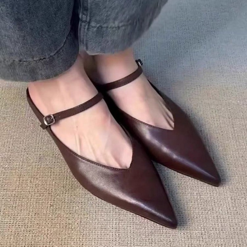 รองเท้าส้นหนาปลายแหลมแบบใหม่ปี - French Street Fashion บทวิจารณ์และราคา