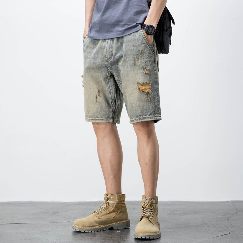 กางเกงยีนส์ขาสั้นสำหรับผู้ชายโ - Street Fashion Harajuku บทวิจารณ์และราคา