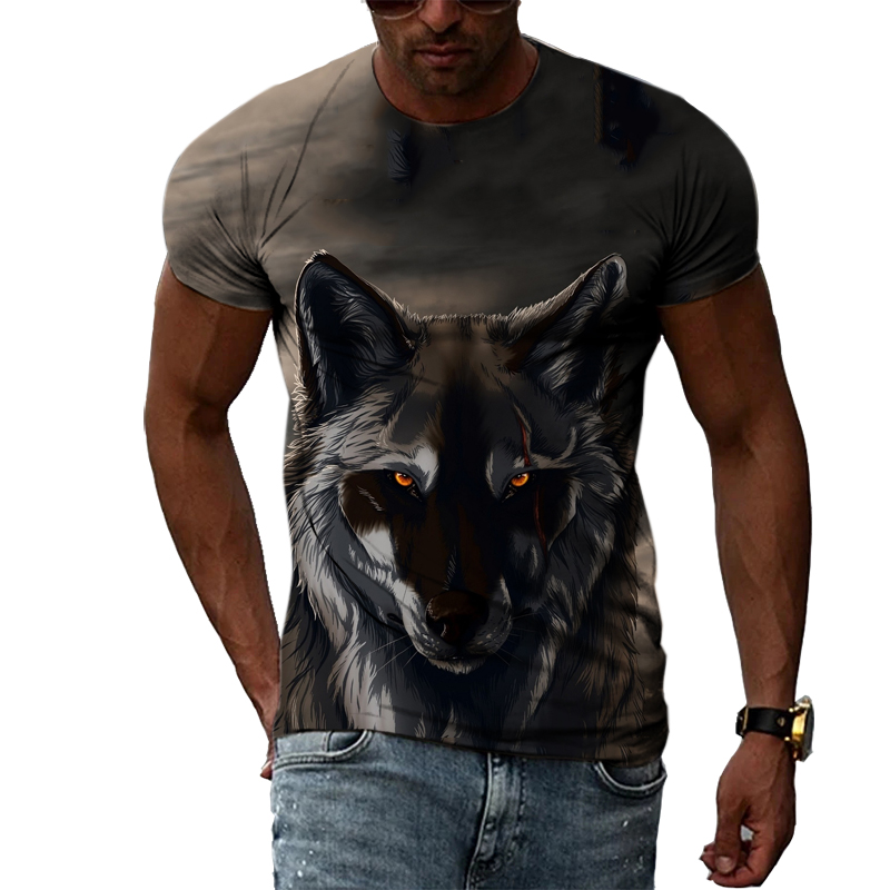 ผู้ชายสบายๆพิมพ์สัตว์เสื้อยืด  - Street Fashion Elements บทวิจารณ์และราคา