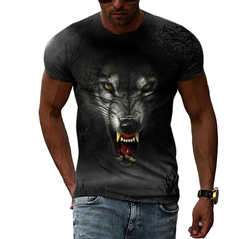 ผู้ชายสบายๆพิมพ์สัตว์เสื้อยืด  - Street Fashion Elements บทวิจารณ์และราคา