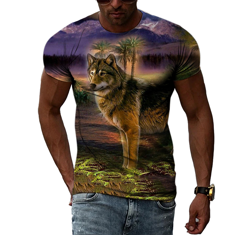 ผู้ชายสบายๆพิมพ์สัตว์เสื้อยืด  - Street Fashion Elements บทวิจารณ์และราคา