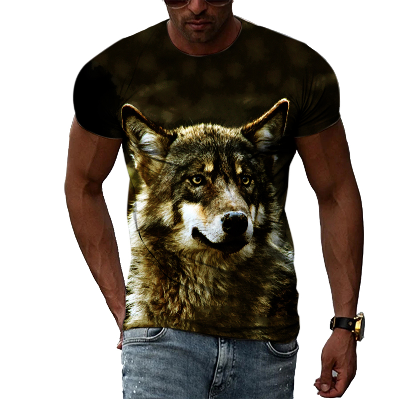 ผู้ชายสบายๆพิมพ์สัตว์เสื้อยืด  - Street Fashion Elements บทวิจารณ์และราคา