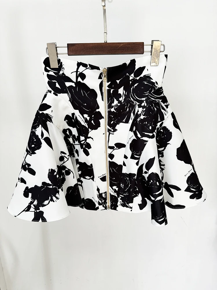 กระโปรงมินิพิมพ์ลายดอกไม้ประดั - Street Fashion Runway บทวิจารณ์และราคา