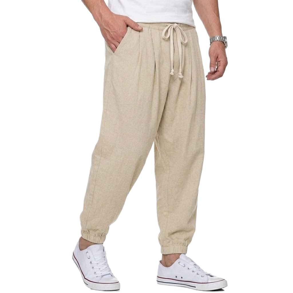 กางเกงผ้าฝ้ายลินินผู้ชายสไตล์เ - Street Fashion In Korea บทวิจารณ์และราคา