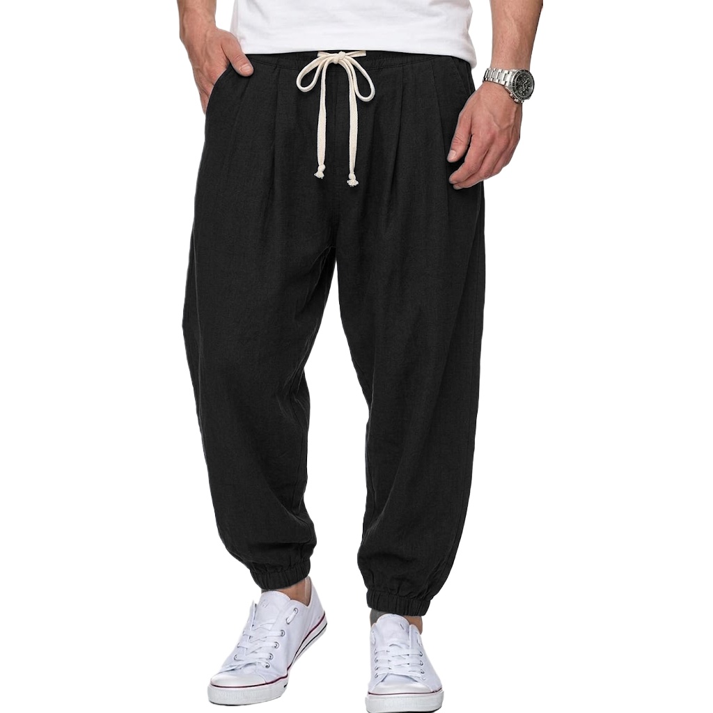 กางเกงผ้าฝ้ายลินินผู้ชายสไตล์เ - Street Fashion In Korea บทวิจารณ์และราคา