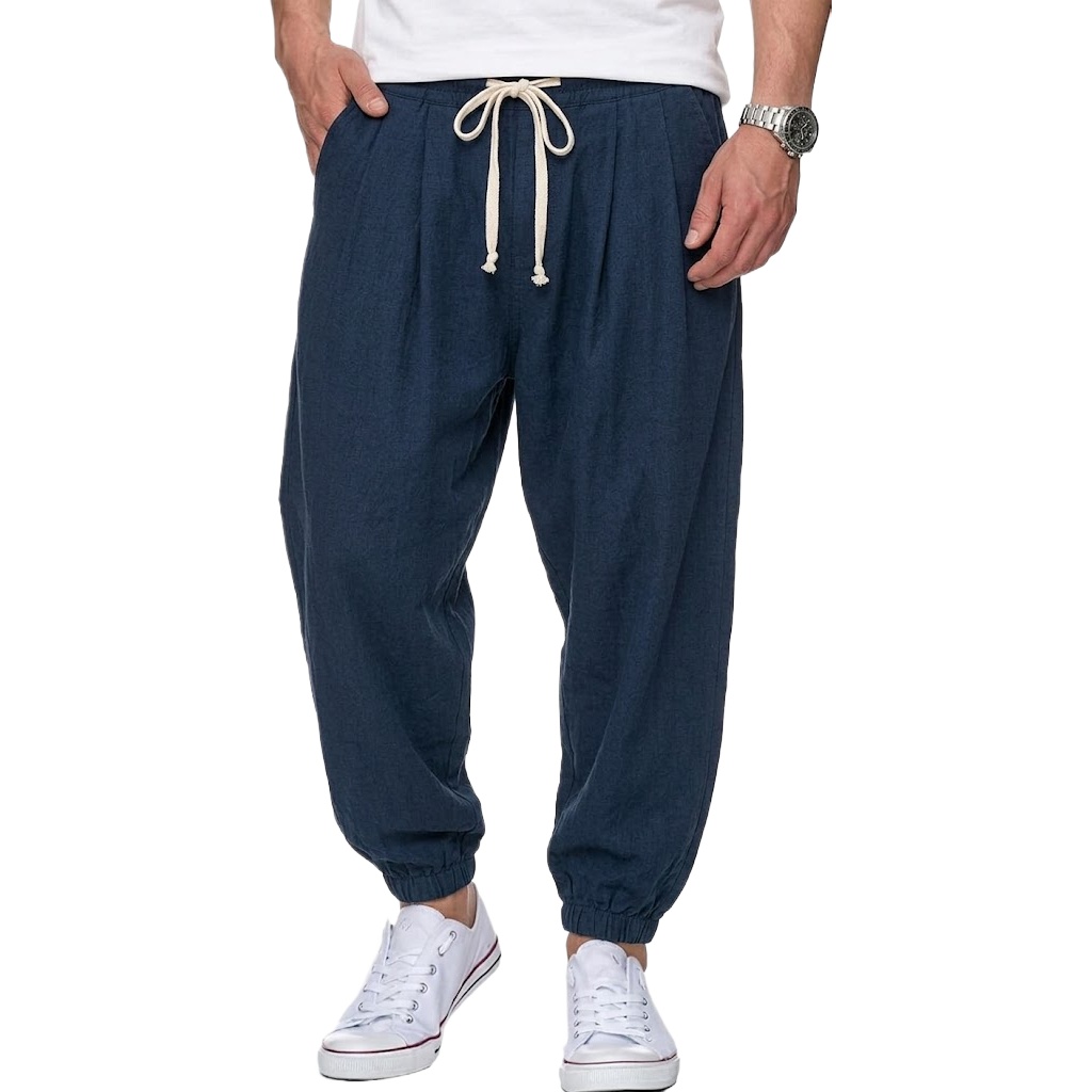 กางเกงผ้าฝ้ายลินินผู้ชายสไตล์เ - Street Fashion In Korea บทวิจารณ์และราคา