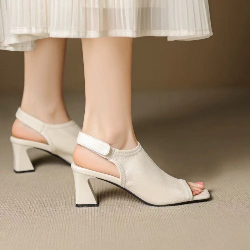 รองเท้าส้นสูงแบบเปิดนิ้วเท้าทร - French Street Fashion บทวิจารณ์และราคา