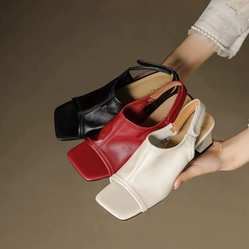 รองเท้าส้นสูงแบบเปิดนิ้วเท้าทร - French Street Fashion บทวิจารณ์และราคา